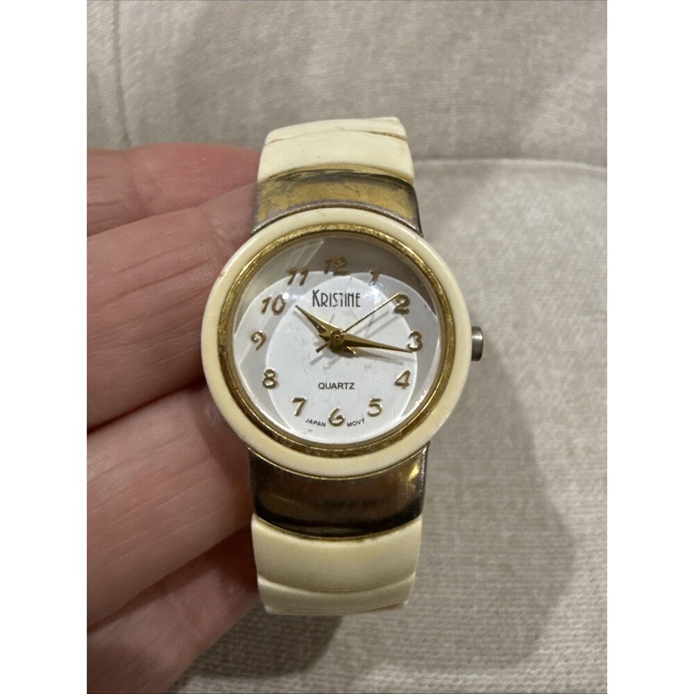 Kristine Ladies Goldtone Watch Analog Quartz  Cream Color - Fair - UNTESTED